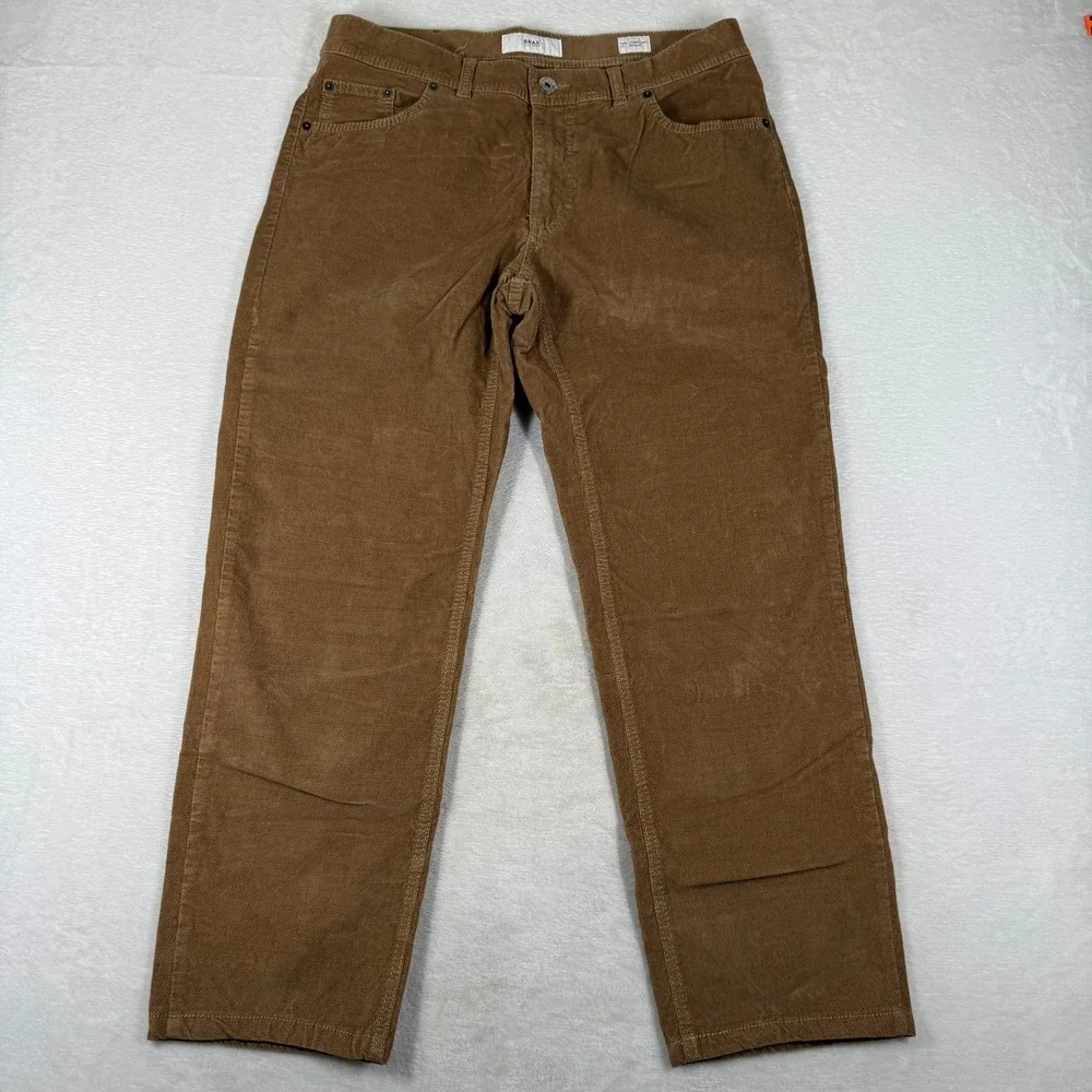Brax Cooper Fancy Regular Fit Corduroy Pants Mens 36/34 Brown 5-Pocket 85-3834